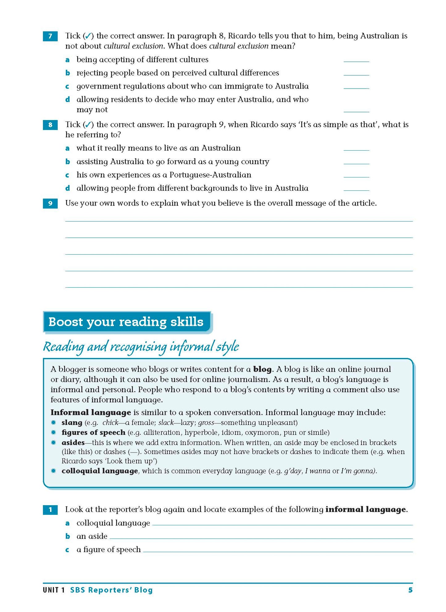 Excel Essential Skills - Reading and Vocabulary Workbook Years 9-10