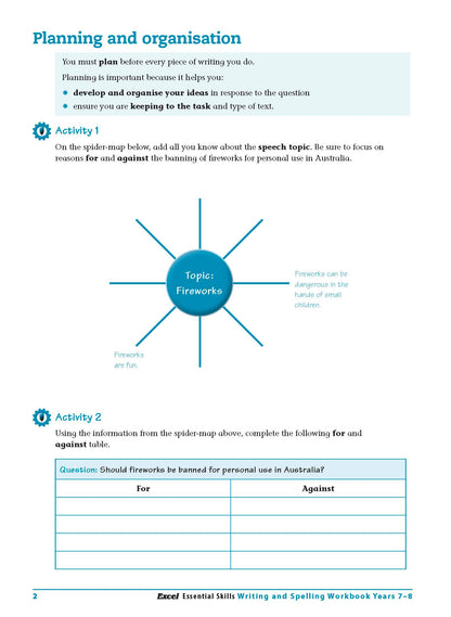 Excel Essential Skills - Writing & Spelling Workbook Years 7-8