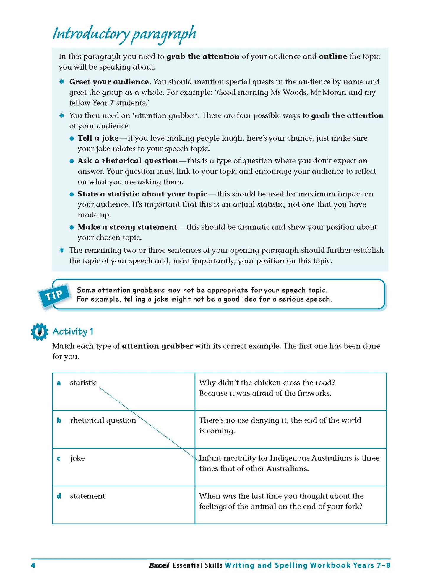 Excel Essential Skills - Writing & Spelling Workbook Years 7-8