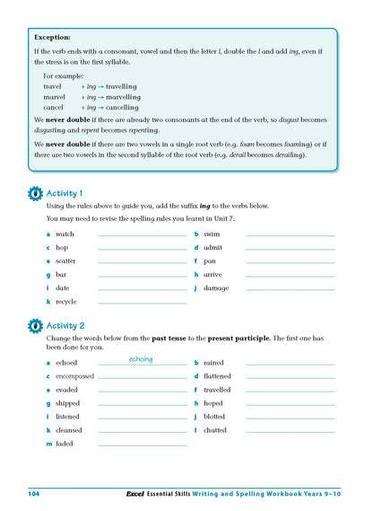 Excel Essential Skills - Writing & Spelling Workbook Years 9-10