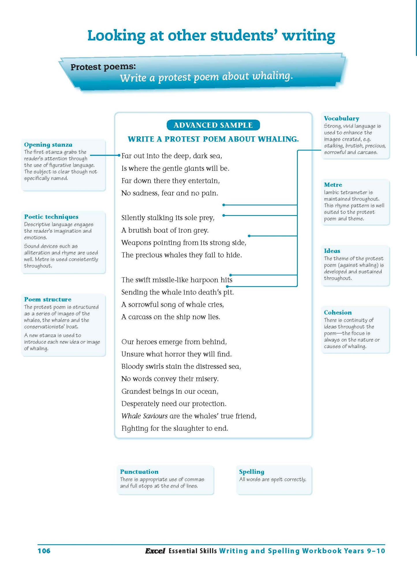 Excel Essential Skills - Writing & Spelling Workbook Years 9-10