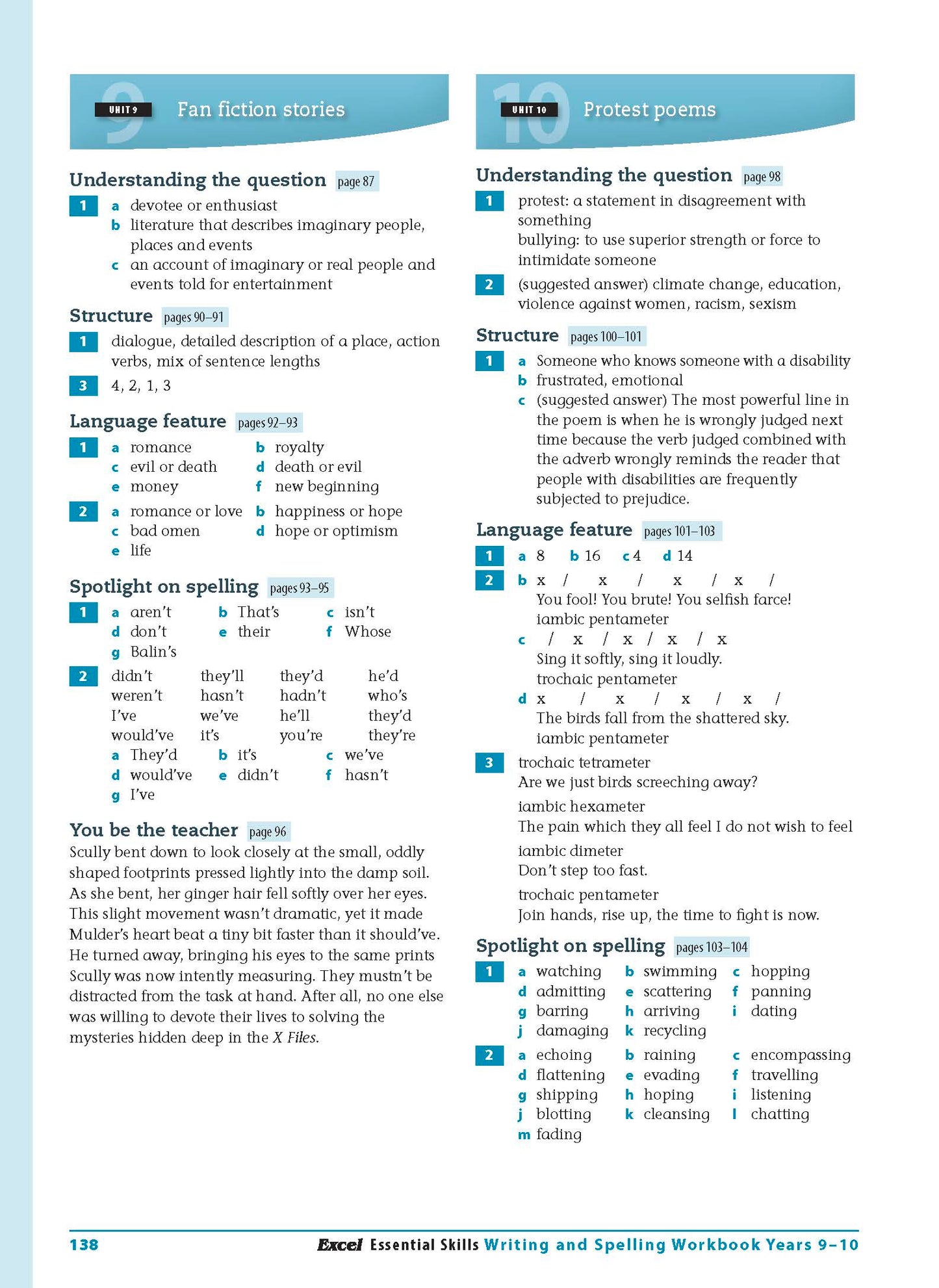 Excel Essential Skills - Writing & Spelling Workbook Years 9-10