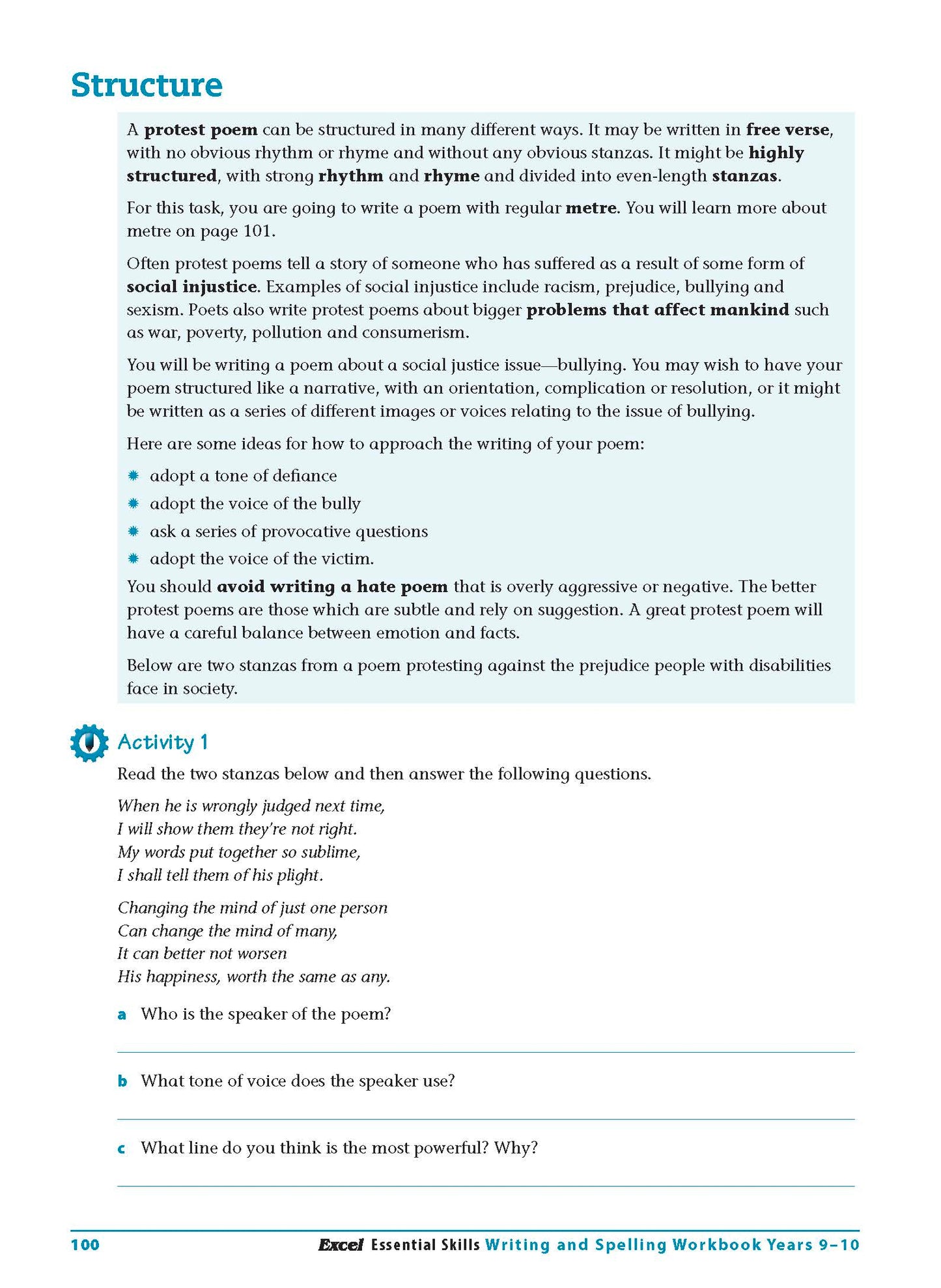Excel Essential Skills - Writing & Spelling Workbook Years 9-10