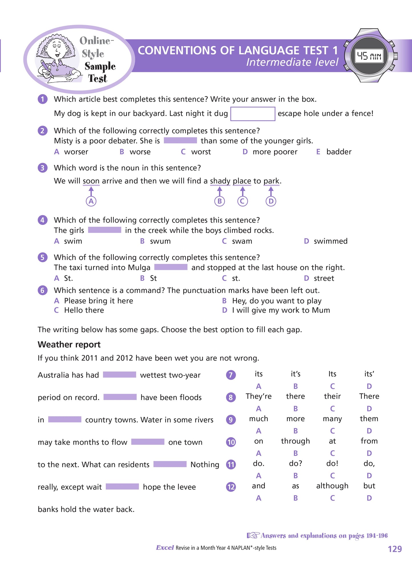 Excel Revise in a Month Year 4 NAPLAN*-style Tests
