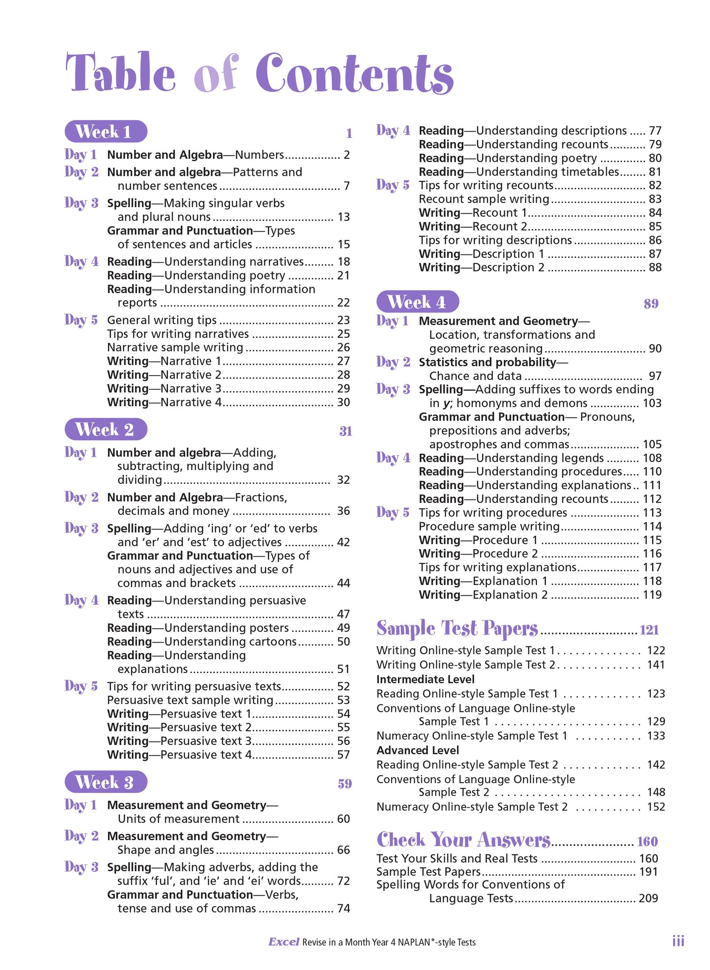 Excel Revise in a Month Year 4 NAPLAN*-style Tests