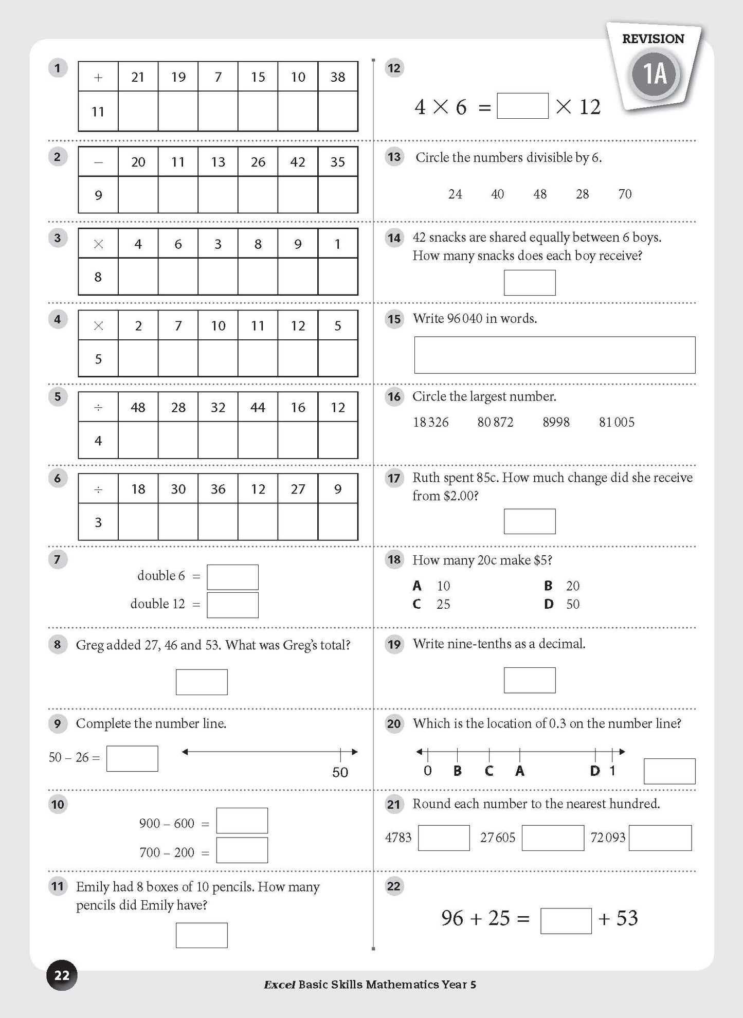 Excel Basic Skills - Mathematics Year 5