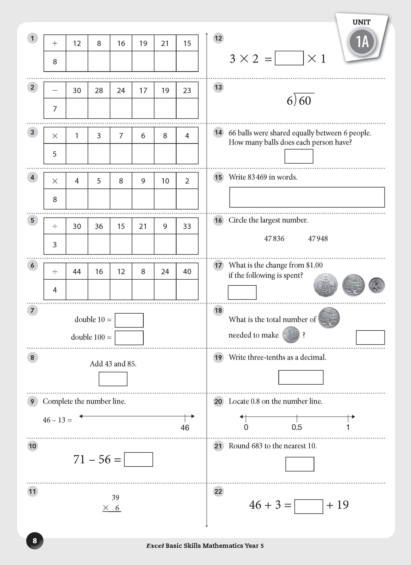 Excel Basic Skills - Mathematics Year 5