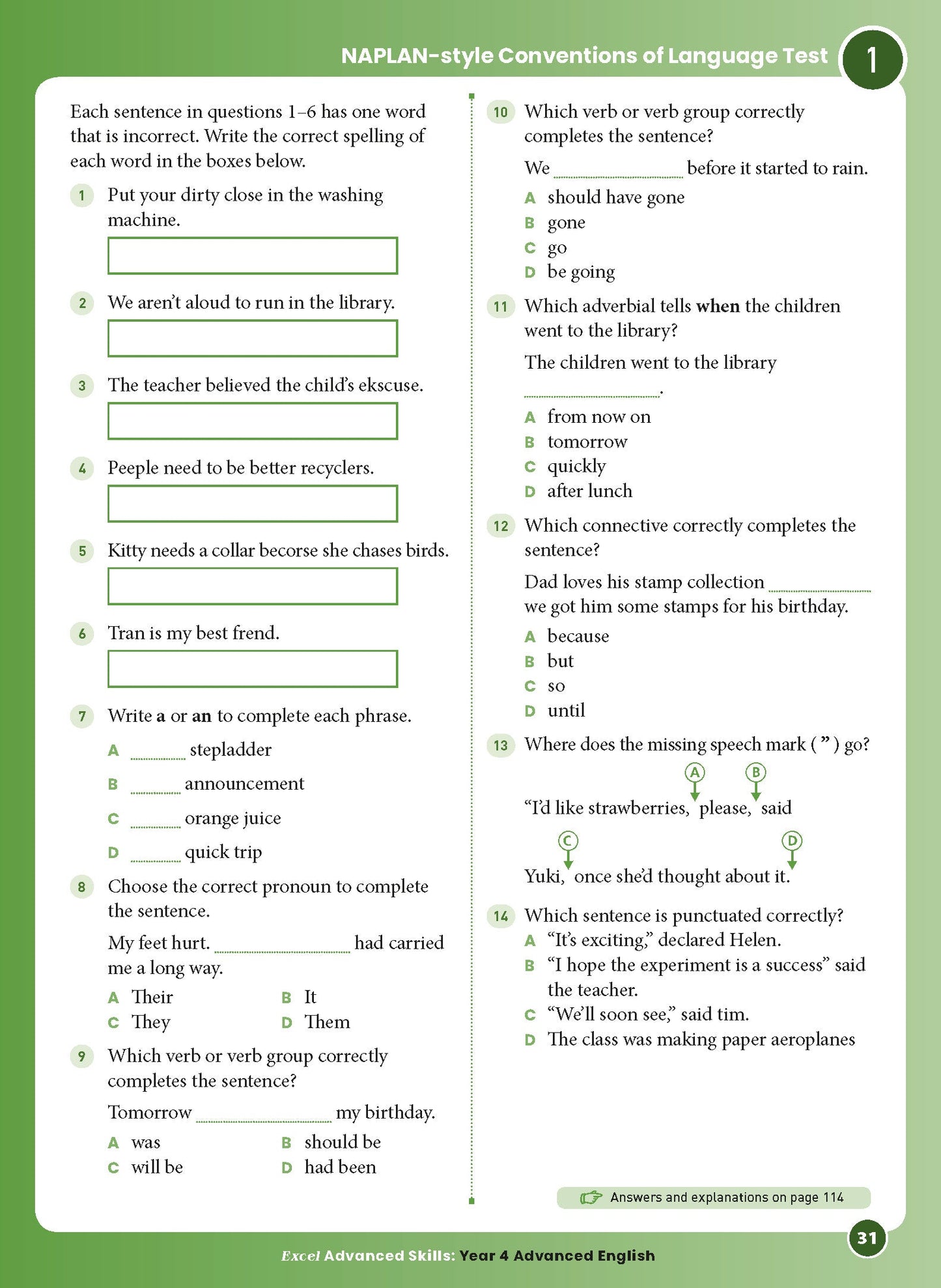 Excel Advanced Skills - Advanced English Year 4