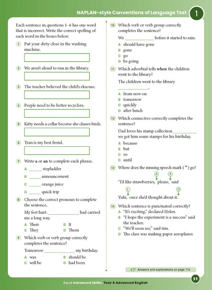 Excel Advanced Skills - Advanced English Year 4