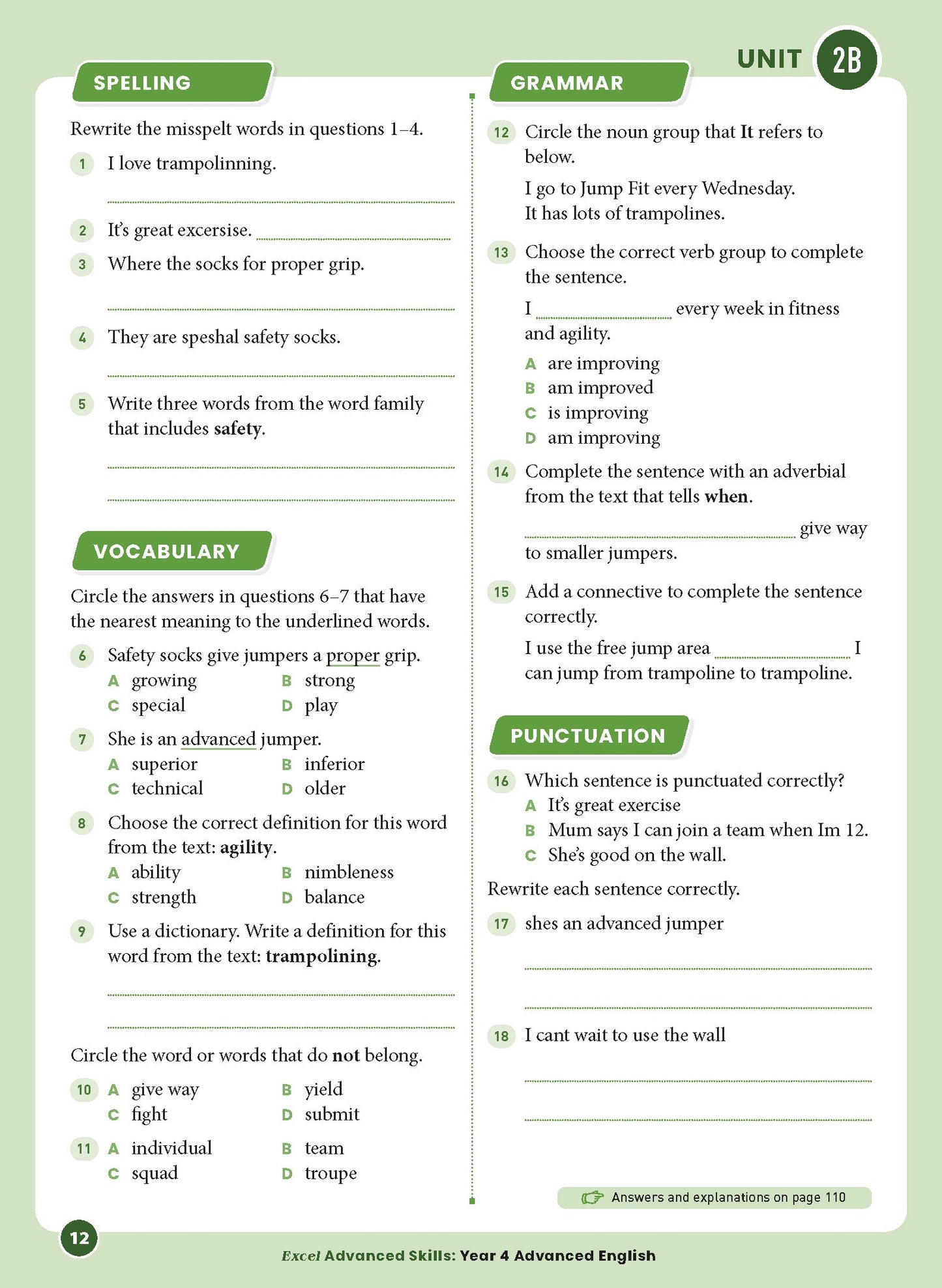 Excel Advanced Skills - Advanced English Year 4
