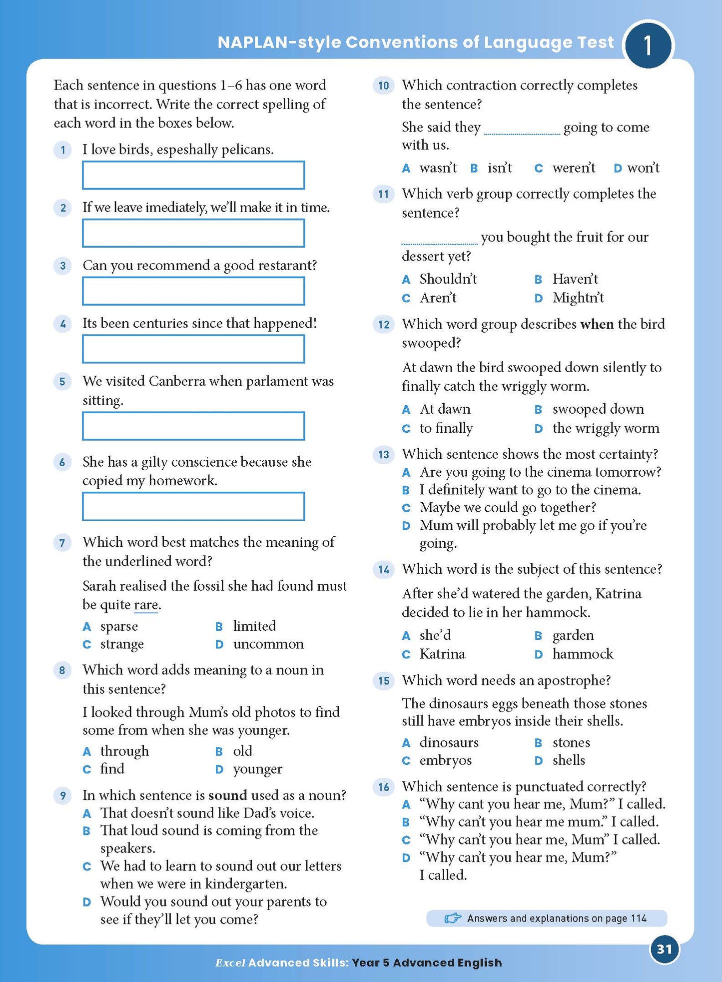 Excel Advanced Skills - Advanced English Year 5