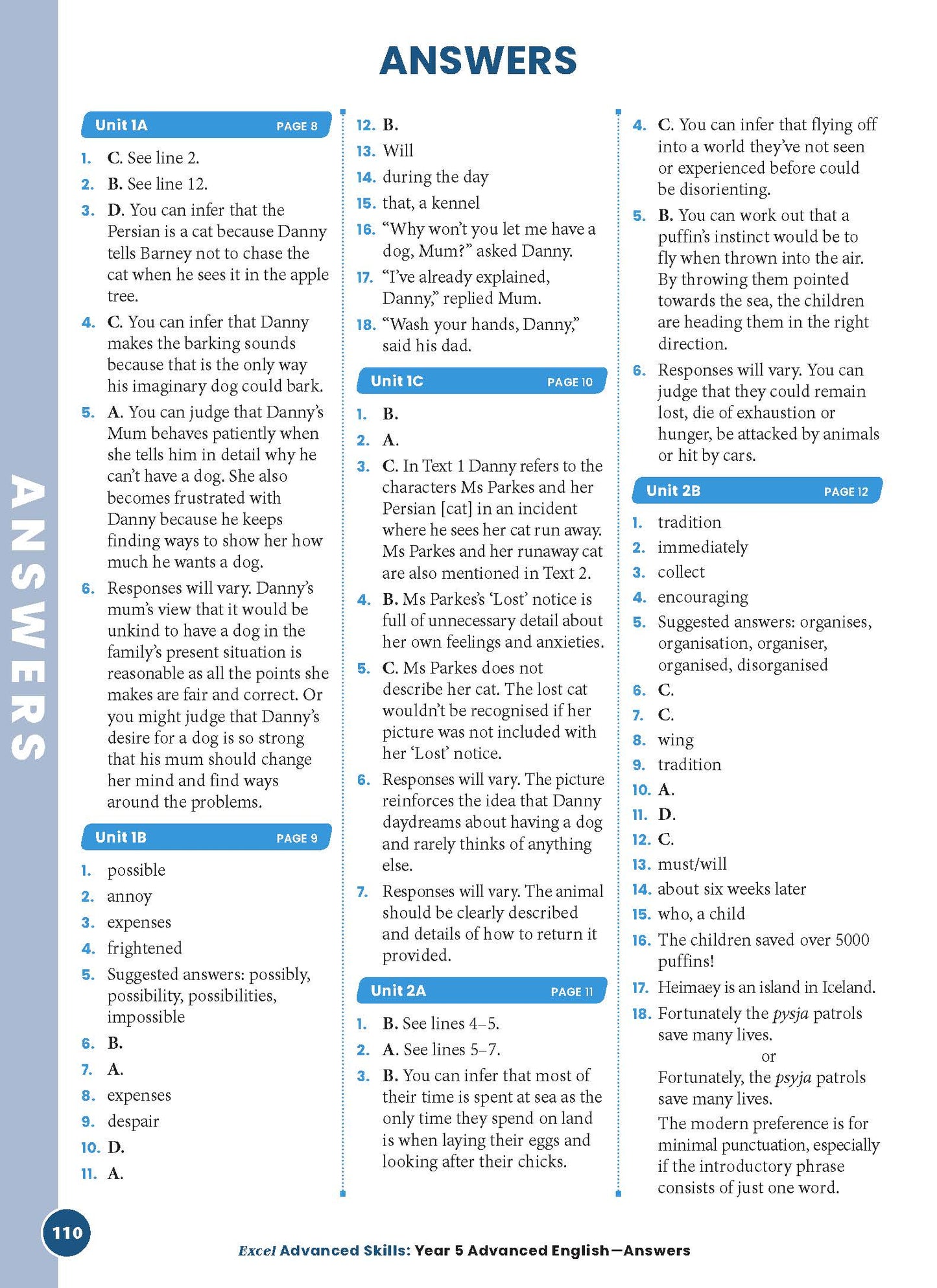 Excel Advanced Skills - Advanced English Year 5