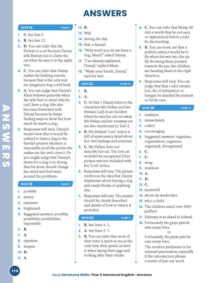 Excel Advanced Skills - Advanced English Year 5