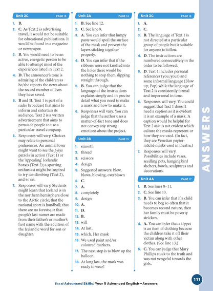 Excel Advanced Skills - Advanced English Year 5