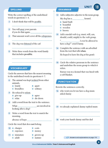 Excel Advanced Skills - Advanced English Year 5