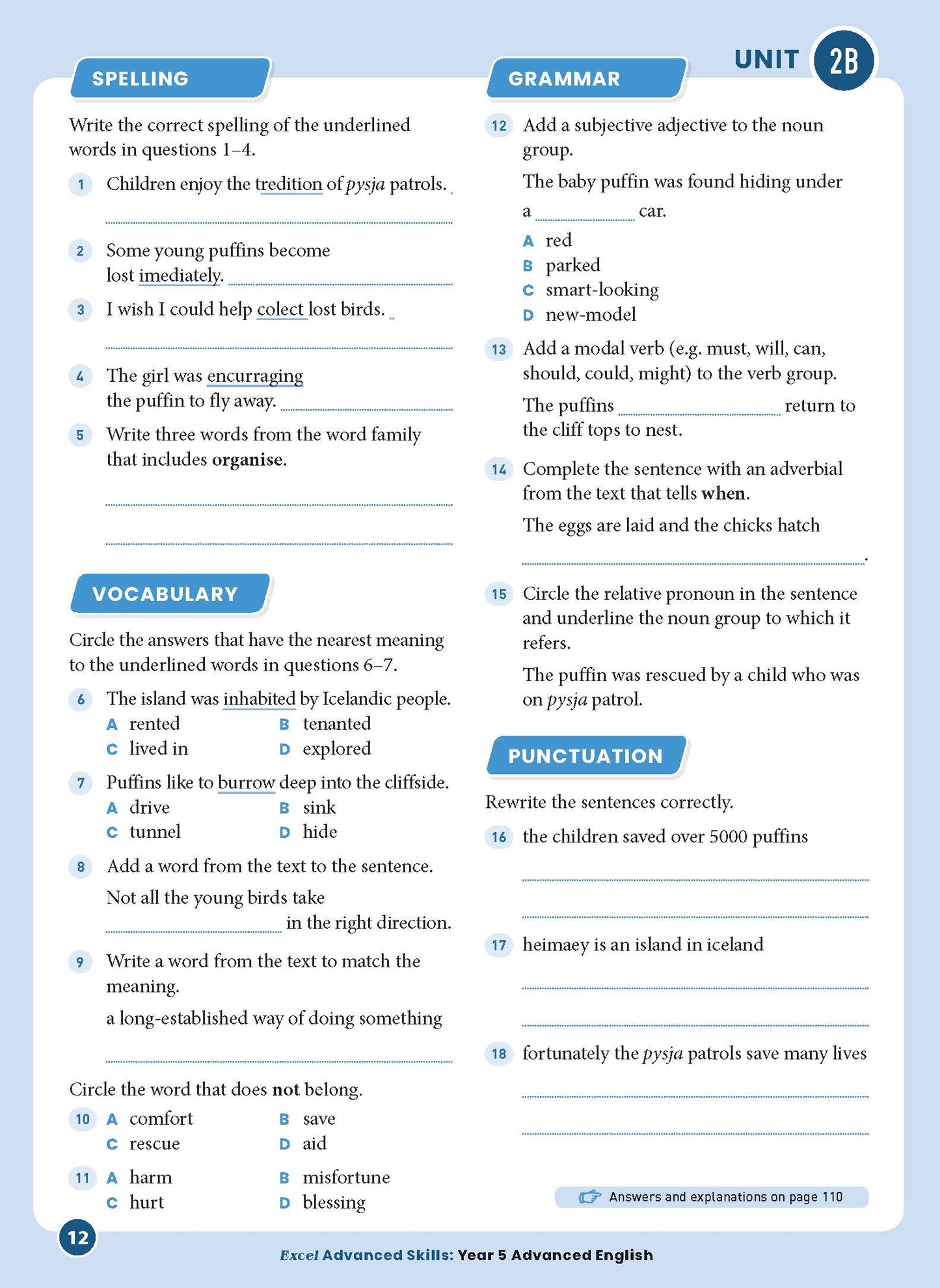 Excel Advanced Skills - Advanced English Year 5
