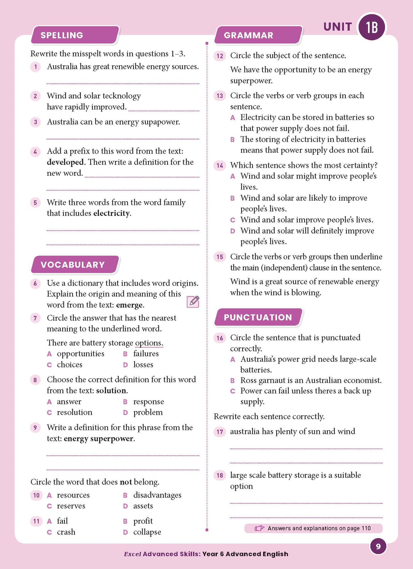 Excel Advanced Skills - Advanced English Year 6