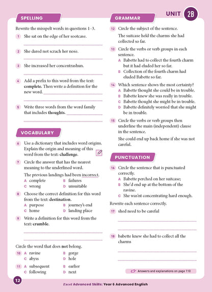 Excel Advanced Skills - Advanced English Year 6