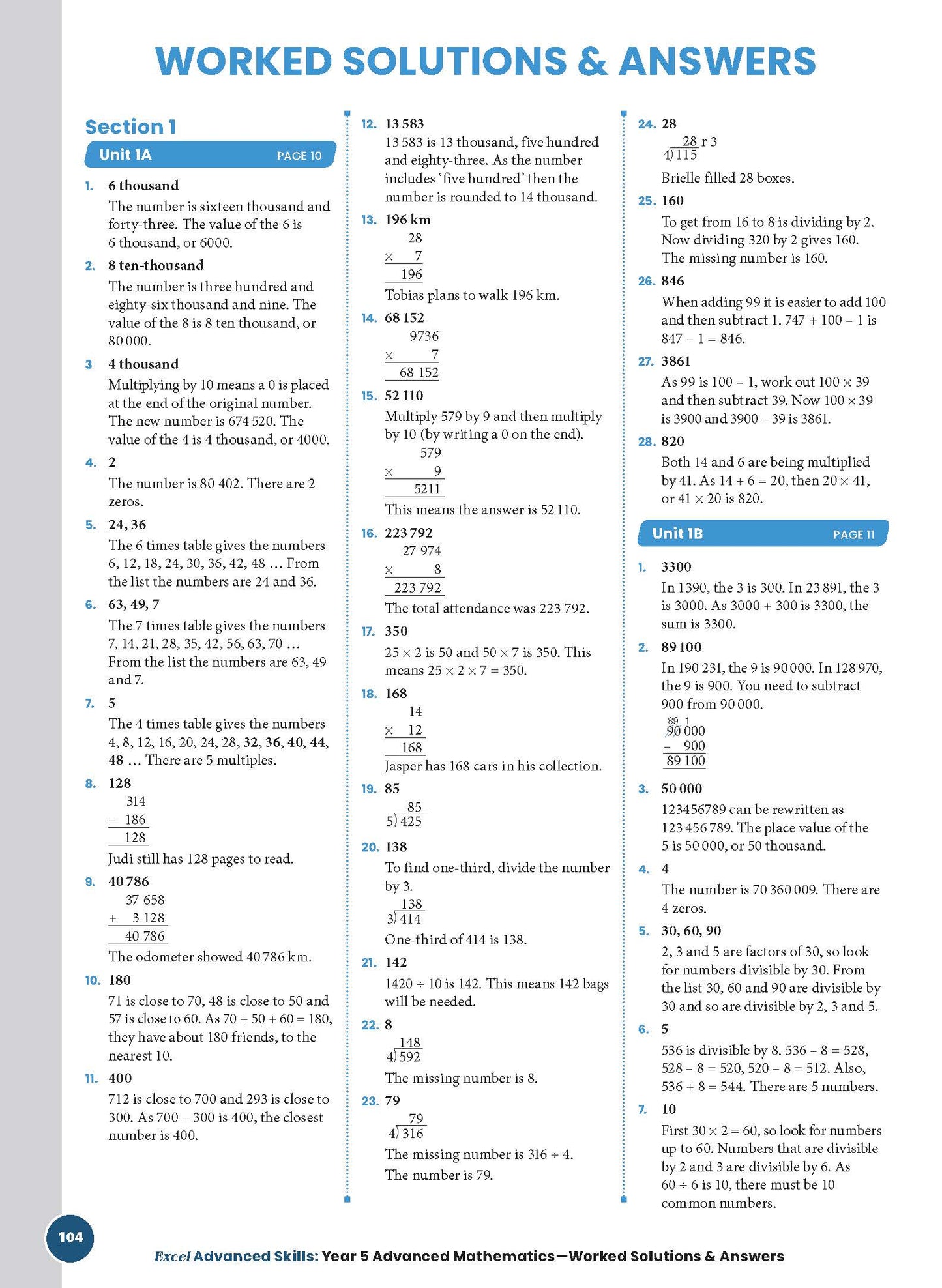 Excel Advanced Skills - Advanced Mathematics Year 5
