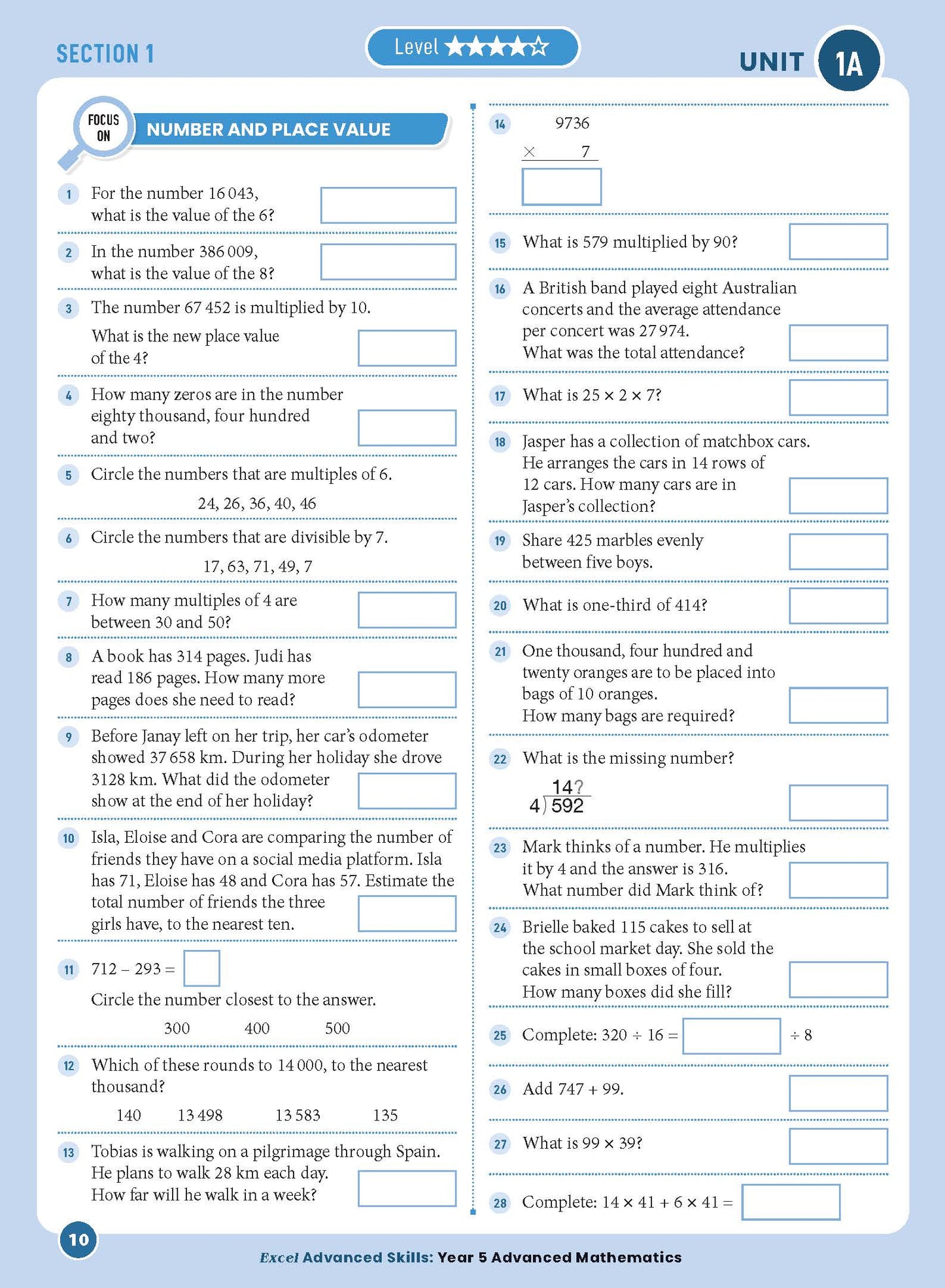 Excel Advanced Skills - Advanced Mathematics Year 5