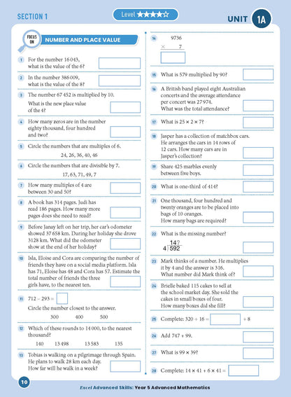 Excel Advanced Skills - Advanced Mathematics Year 5