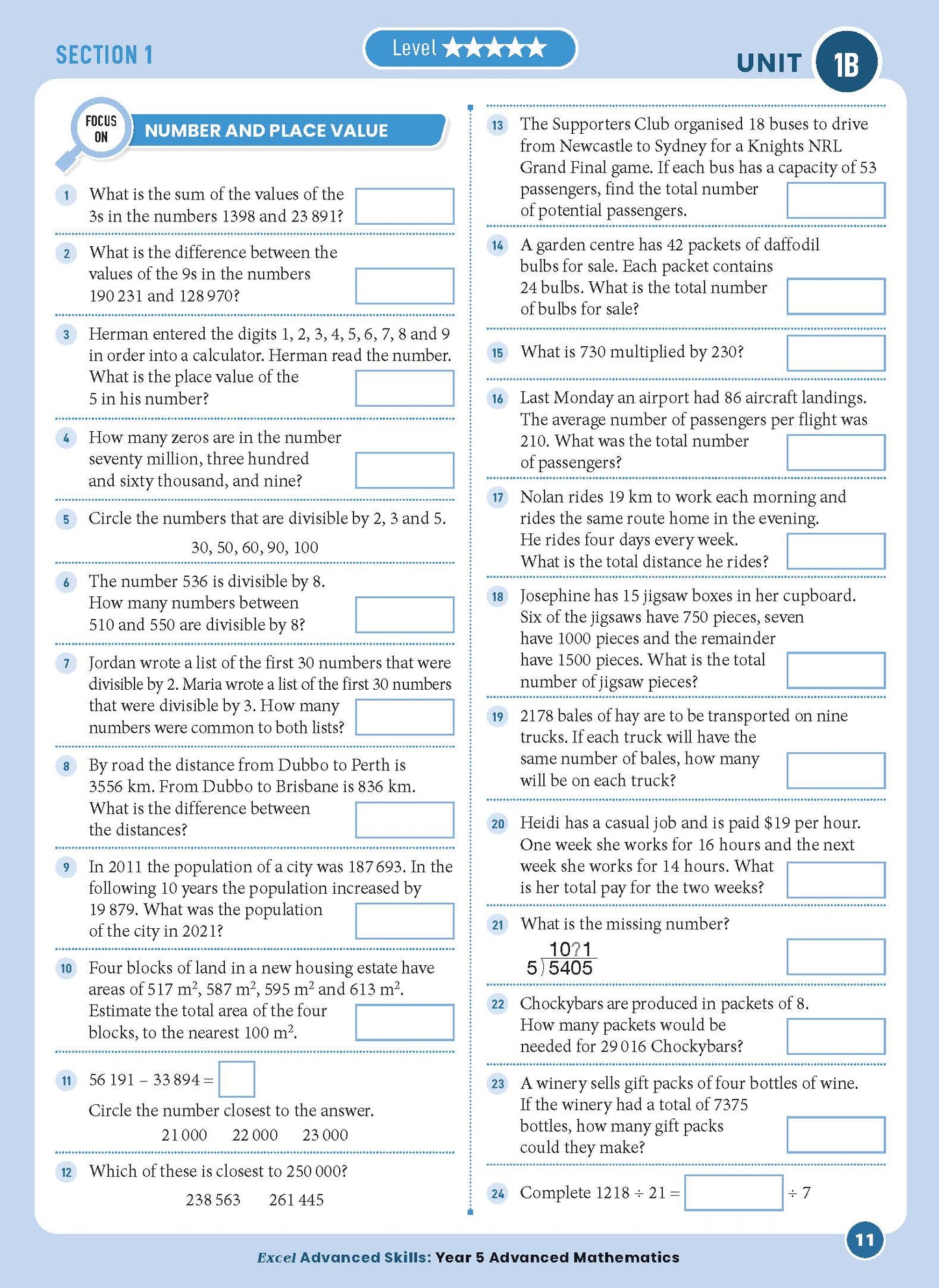 Excel Advanced Skills - Advanced Mathematics Year 5