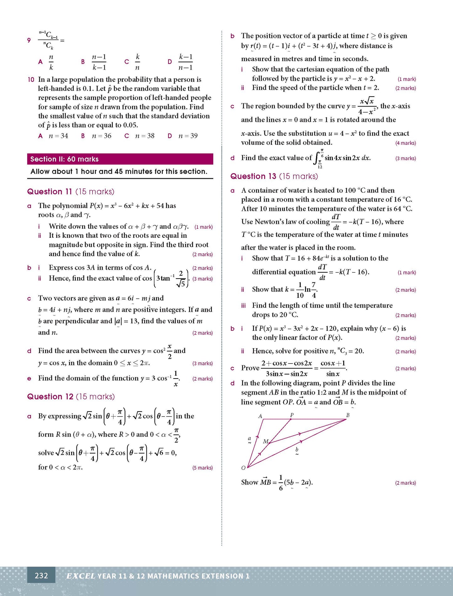 Excel HSC Year 11 and 12 Mathematics Extension 1 Study Guide