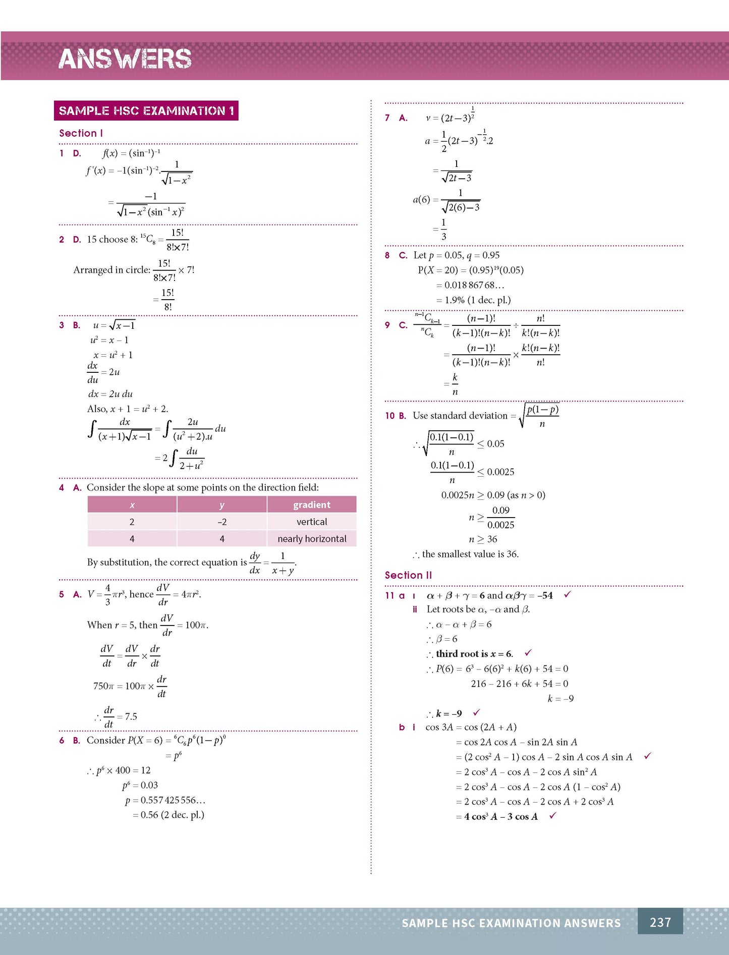 Excel HSC Year 11 and 12 Mathematics Extension 1 Study Guide