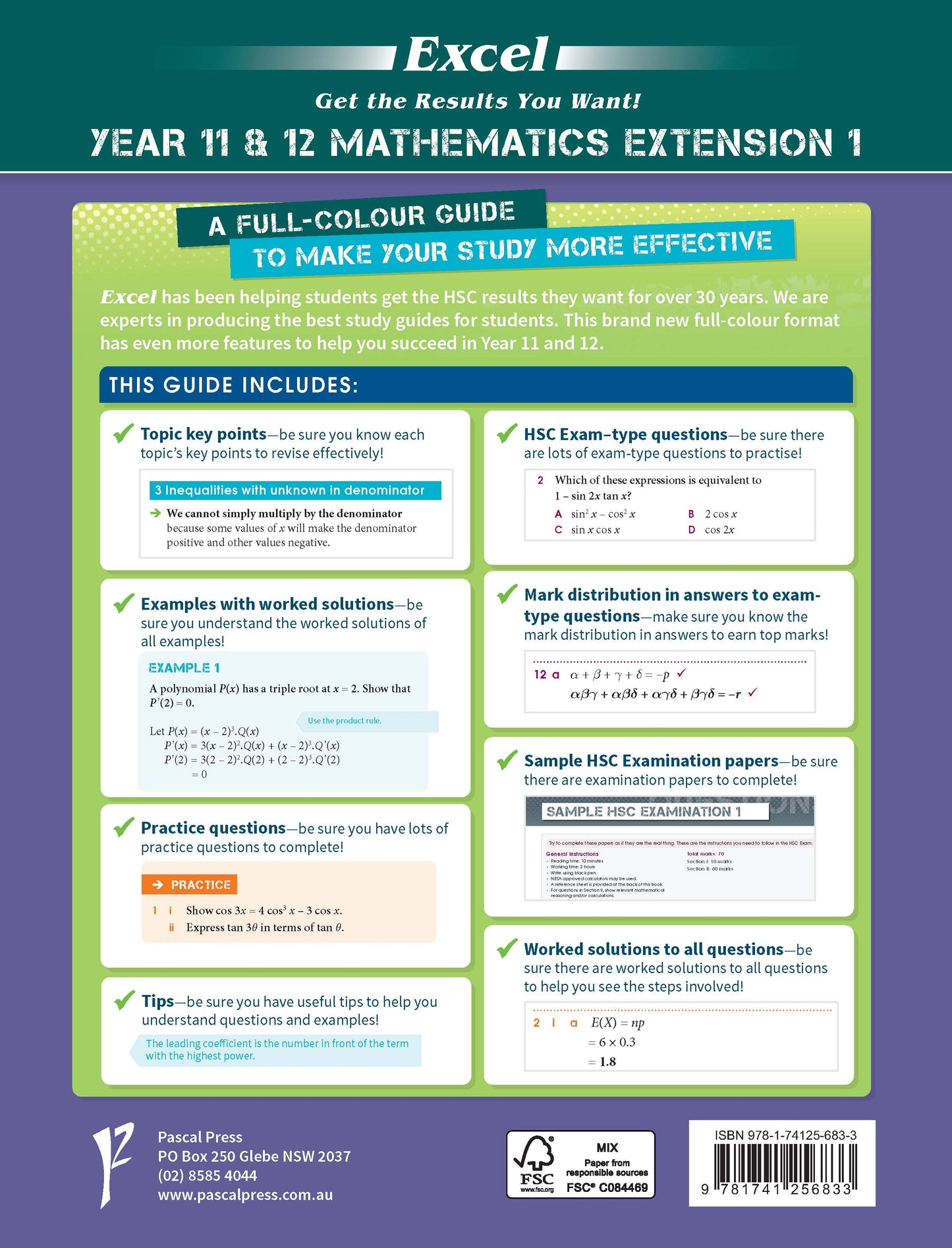 Excel HSC Year 11 and 12 Mathematics Extension 1 Study Guide
