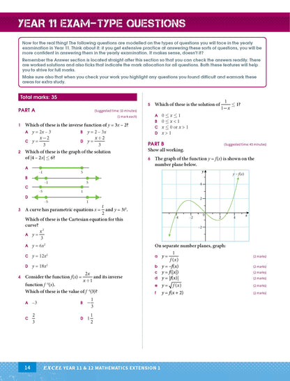 Excel HSC Year 11 and 12 Mathematics Extension 1 Study Guide