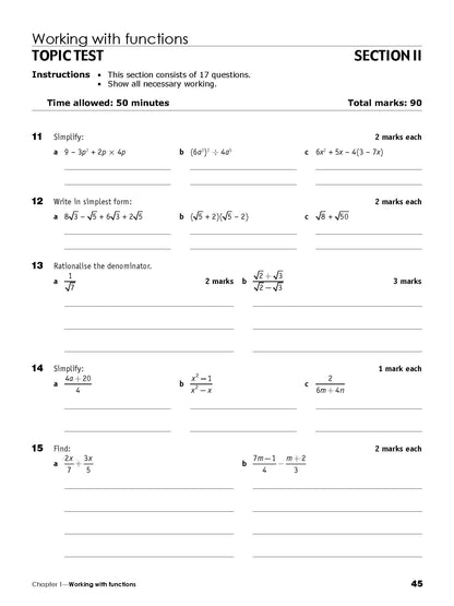 Excel Essential Skills HSC Year 11 Mathematics Advanced Revision & Exam Workbook