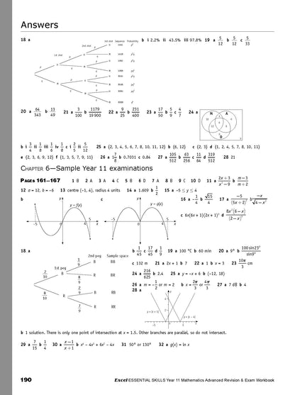 Excel Essential Skills HSC Year 11 Mathematics Advanced Revision & Exam Workbook