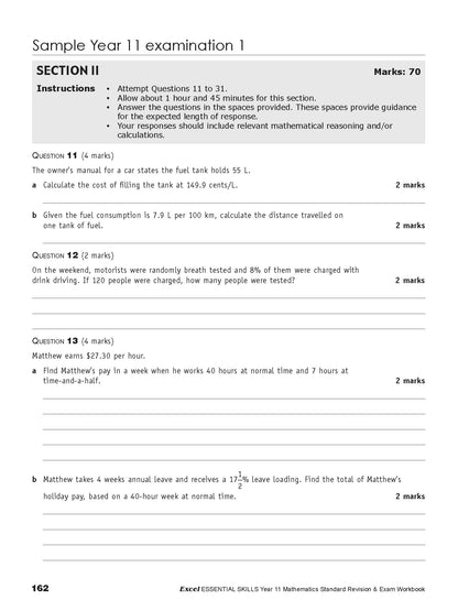 Excel Essential Skills HSC Year 11 Mathematics Standard Revision & Exam Workbook
