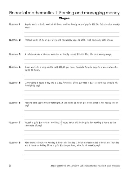 Excel Essential Skills HSC Year 11 Mathematics Standard Revision & Exam Workbook