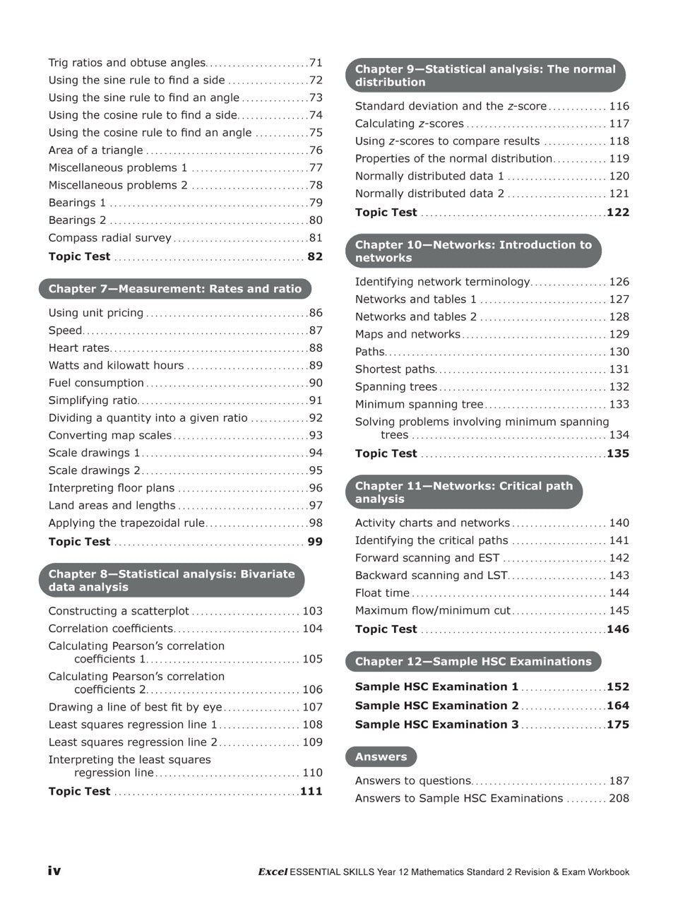 Excel HSC Year 12 Mathematics Standard 2 Book Pack