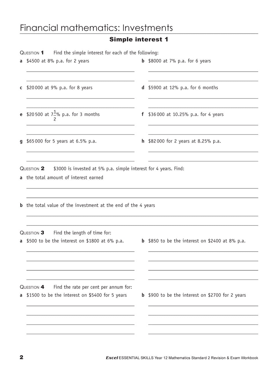 Excel Essential Skills HSC Year 12 Mathematics Standard 2 Revision & Exam Workbook