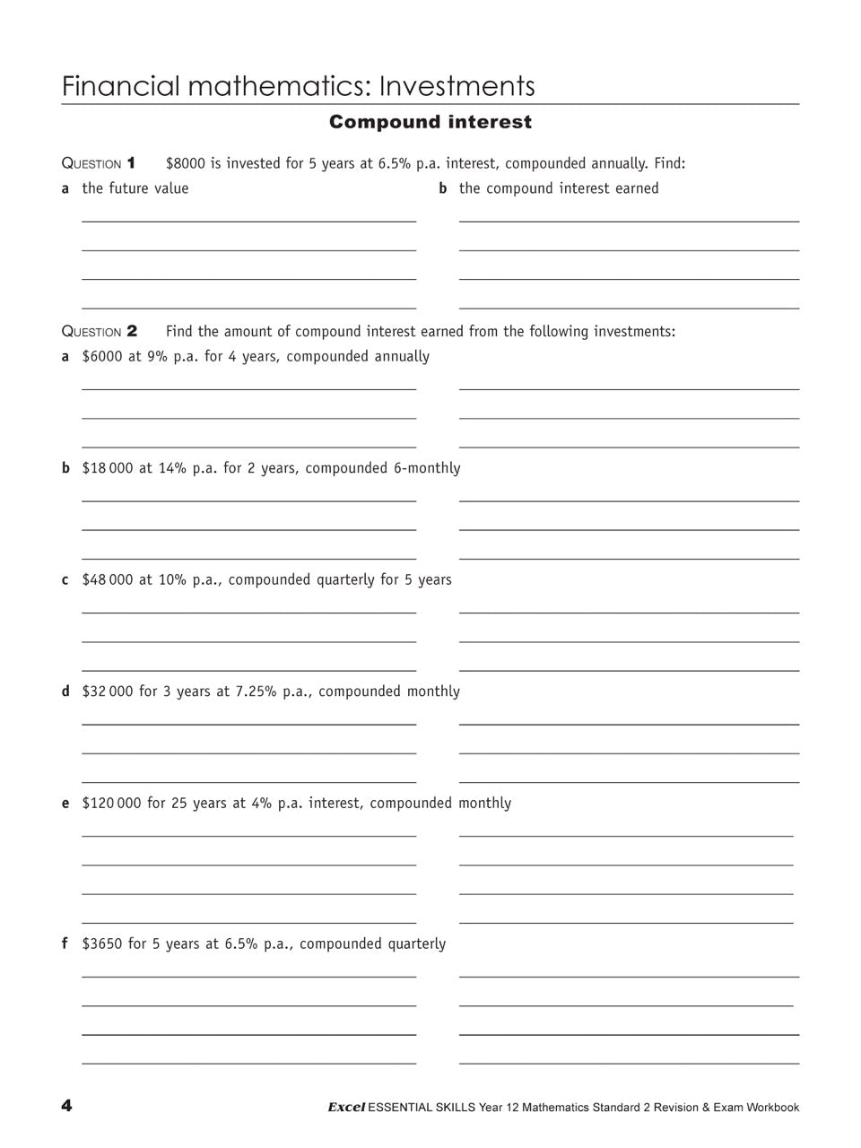 Excel Essential Skills HSC Year 12 Mathematics Standard 2 Revision & Exam Workbook