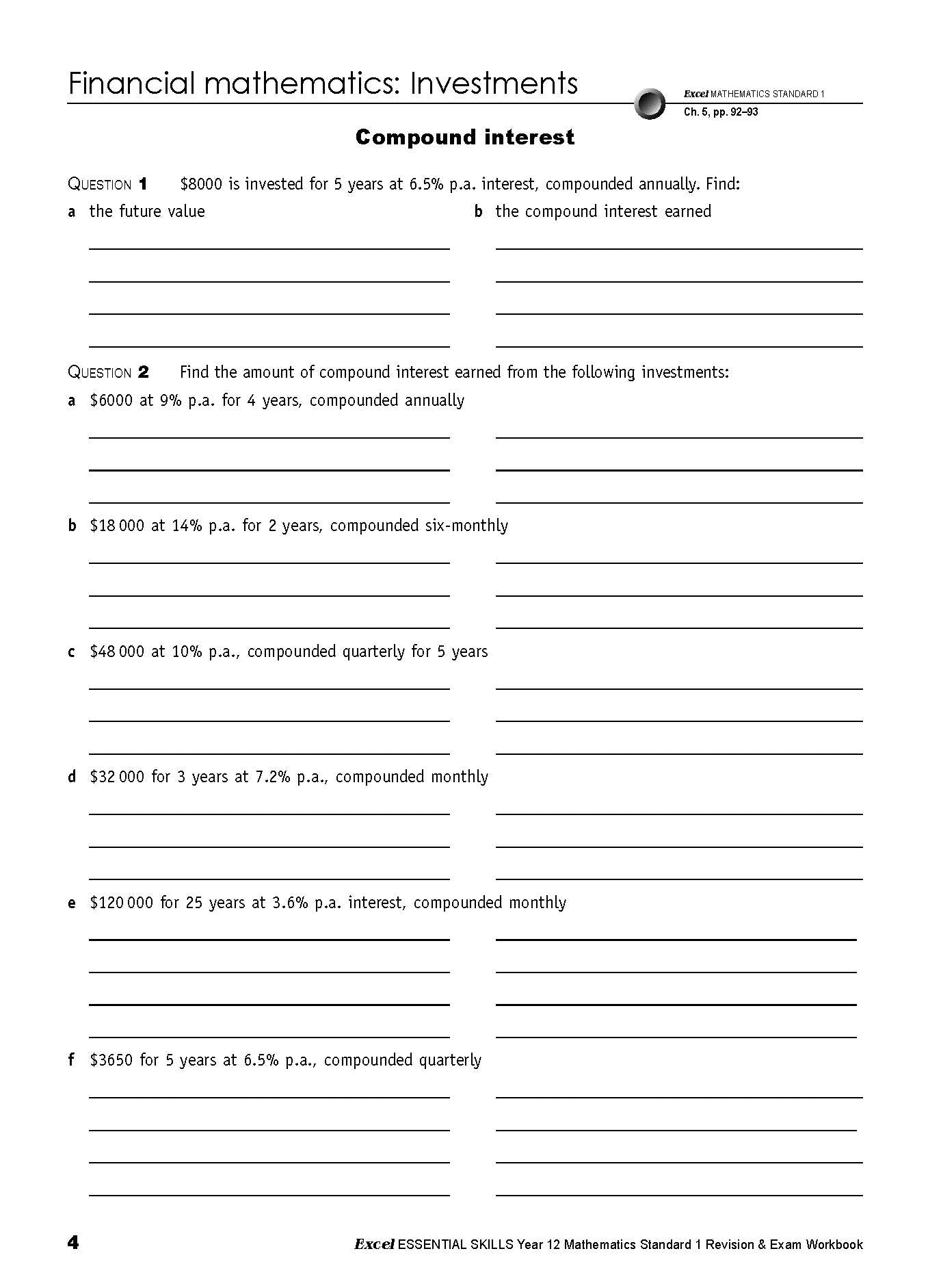 Excel Essential Skills HSC Year 12 Mathematics Standard 1 Revision & Exam Workbook