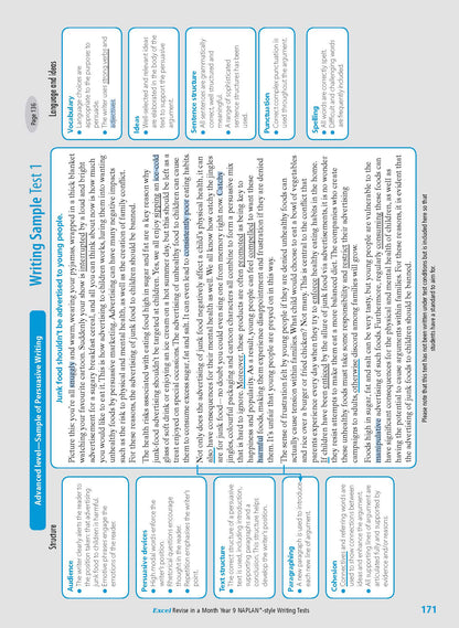 Excel Revise in a Month Year 9 NAPLAN*-style Writing Tests