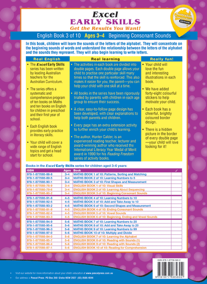 Excel Early Skills - English Book 3 Beginning Consonant Sounds