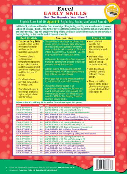 Excel Early Skills - English Book 6 Beginning, Ending and Vowel Sounds