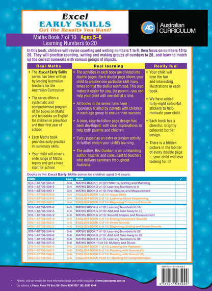 Excel Early Skills - Maths Book 7 Learning Numbers To 20