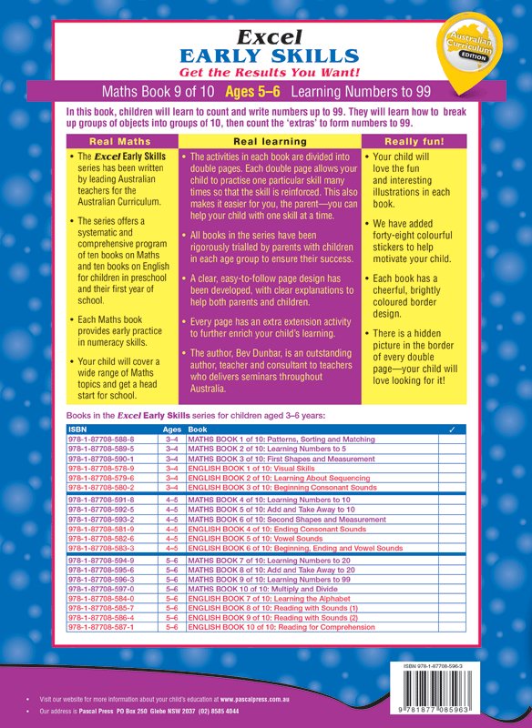 Excel Early Skills - Maths Book 9 Learning Numbers To 99