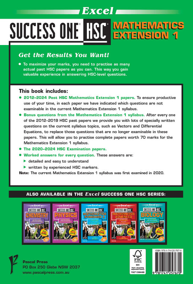 Excel Success One HSC Year 12 Mathematics Extension 1 (2025 Edition)
