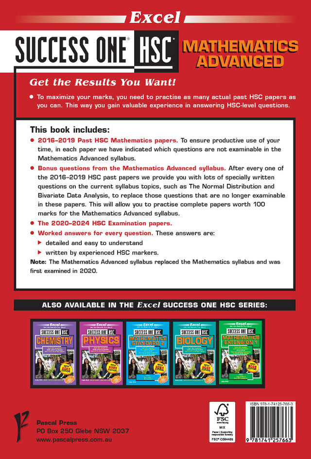 Excel Success One HSC Year 12 Mathematics Advanced (2025 Edition)