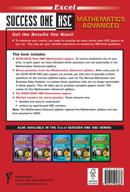 Excel Success One HSC Year 12 Mathematics Advanced (2025 Edition)