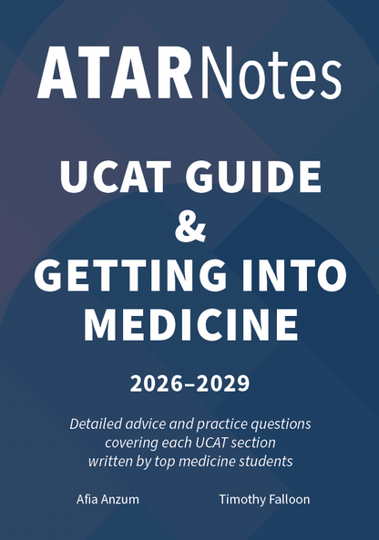 UCAT Guide & Getting Into Medicine book with a dark blue cover, white title, and '2026-2029' dates.
