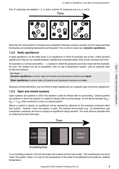 HSC Year 12 Chemistry Course Notes by ATAR Notes, a white page displaying chemical equilibrium diagrams and definitions.