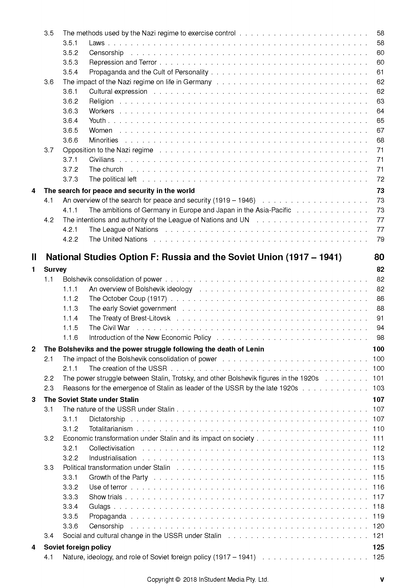Complete Course Notes for HSC Year 12 Modern History by ATAR Notes, displaying a printed table of contents.
