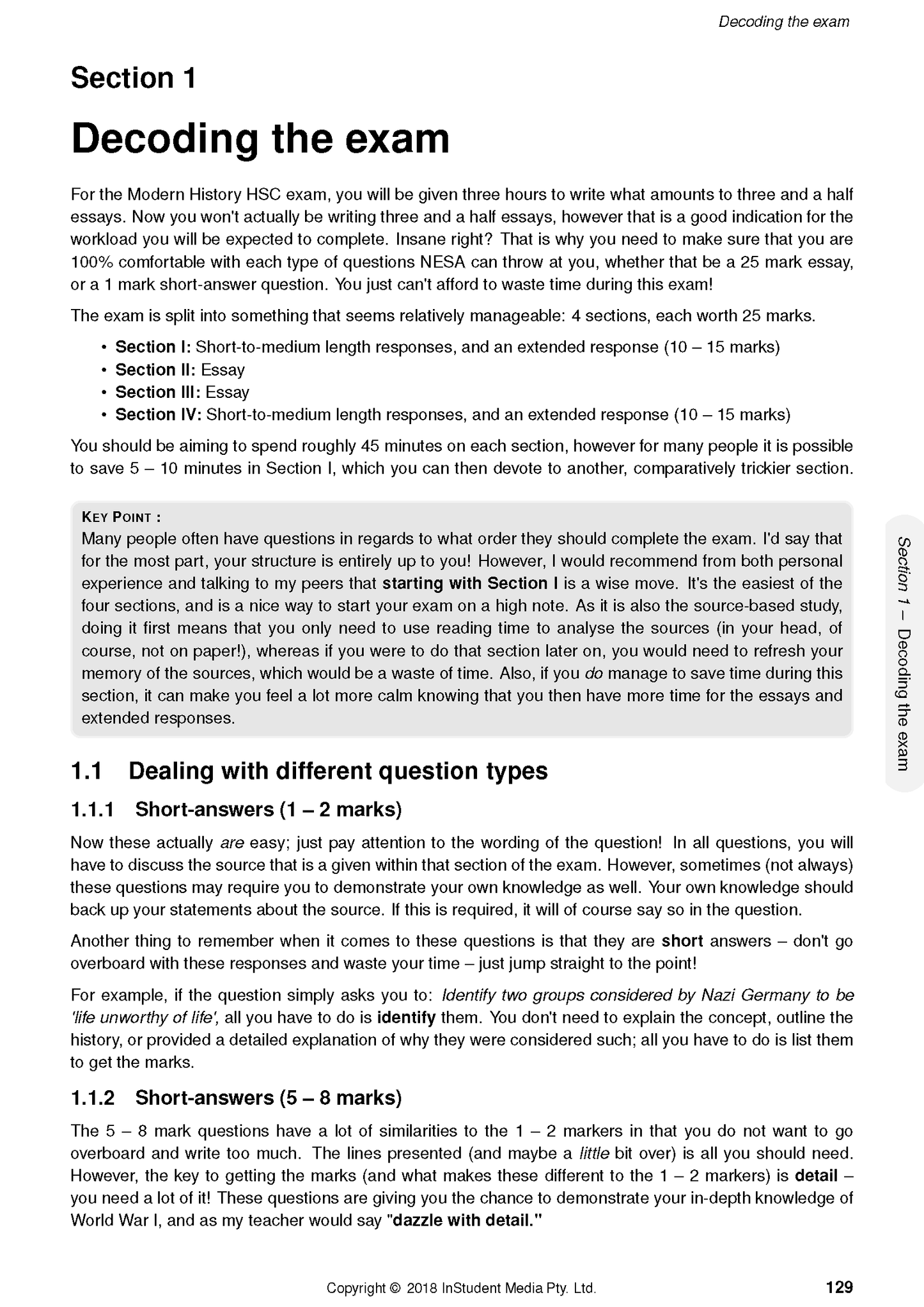 White page of Modern History Complete Course Notes by ATAR Notes with black text, headings, and a grey 'KEY POINT' box.